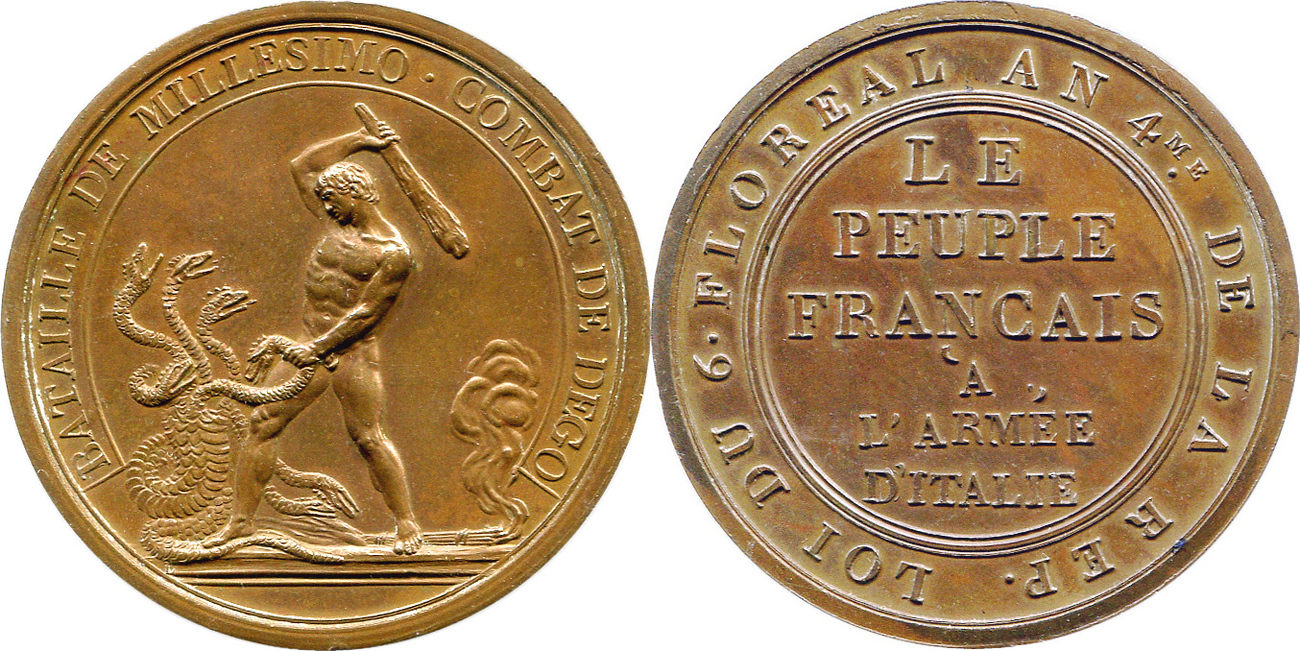 NAPOLEON UND SEINE ZEIT Bronzemedaille 1796 Schlacht bei Millesimo u