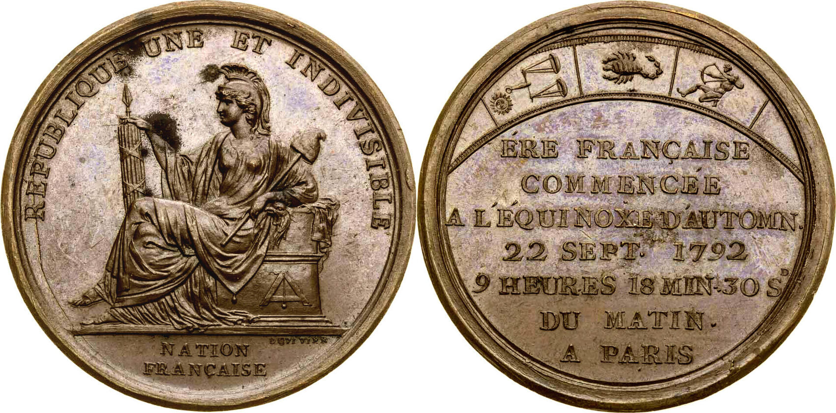 Frankreich / Französiche Revolution Bronzemedaille 1792 neuer ...