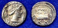 Römische Republik Denar L. Furius Cn. f. Brocchus