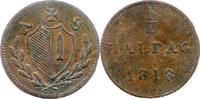 Frankfurt, Stadt 1/4 Halbag 1818 Judenpfennig ss-vz