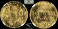 Switzerland 10 francs Gold 10 francs 1922 B NGC MS67 Switzeland -