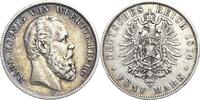 Württemberg 5 Mark 1874 Karl 1864-1891 Sehr schön 150,00 EUR  zzgl. 9,90 EUR Versand
