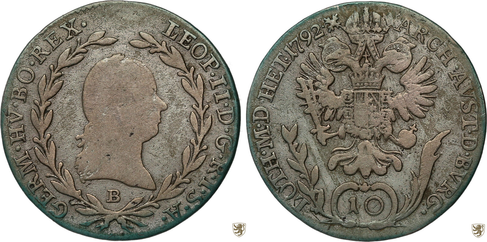 Österreich 10 Kreuzer 1792 B Leopold II. Schön/sehr Schön | MA-Shops