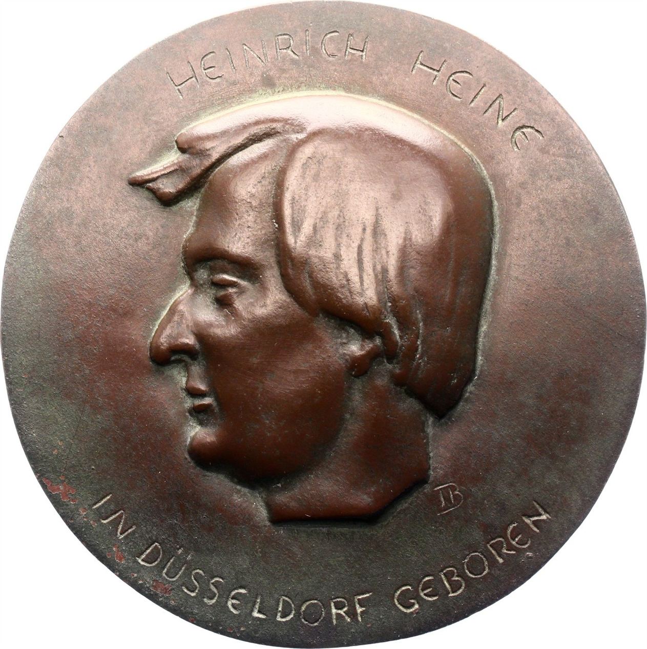 Judaica Einseitige Bronzegussmedaille Heine, Heinrich *1797