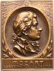 Musiker Einseitige Bronzeplakette Mozart, Wolfgang Amadeus *1756 Salzburg, +1791 Wien. -