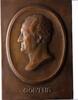 Personenmedaillen Einseitige Bronzegussplakette Goethe, Johann Wolfgang von *1749 Frankfurt, +1832. -