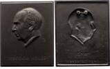 Personenmedaillen Einseitige Eisengussplakette Heuss, Theodor *1884 Brackenheim / Württemberg, +1963 Stuttgart, deutscher Publizist und Politiker, war von 1949 - 1959 erster B -