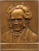 Personenmedaillen Einseitige Bronzeplakette Schopenhauer, Arthur *1788 Danzig, +1860 Frankfurt am Main, Deutscher Philosoph. -