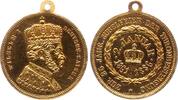 Brandenburg-Preußen Tragbare, vergoldete Bronzemedaille Wilhelm I. 1861-1888. -