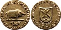 Tiere Bronzegussmedaille Schweine -
