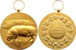 Tiere vergoldete Bronzemedaille Schweine -