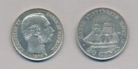 Danish West Indies 20 cents 1878 Christian IX, very beautiful coin, ST/VZ/PP