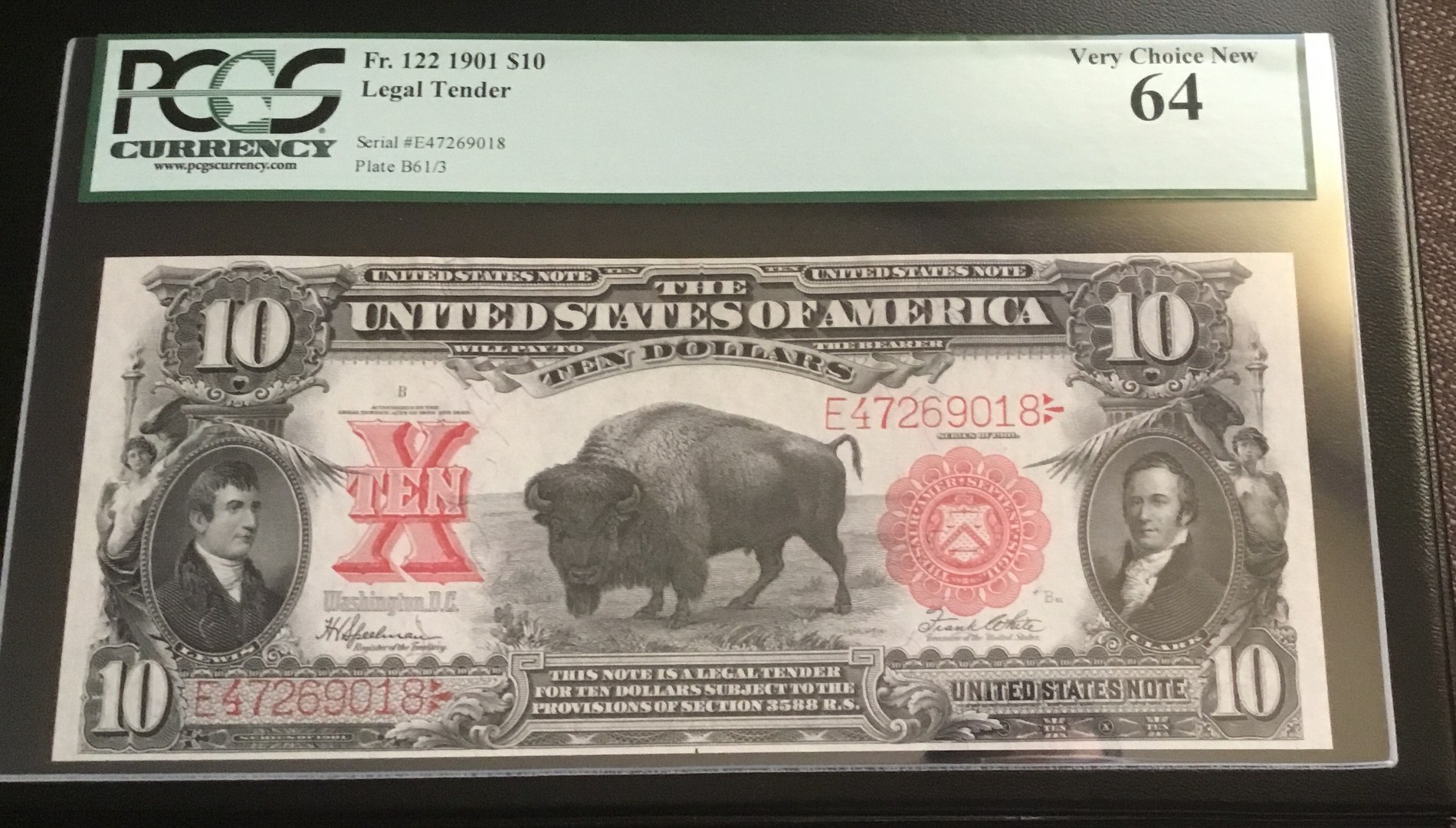 United States 10 Dollars 1901 Fr 122 Bison Note Pcgs 64 Ma Shops