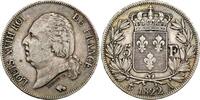 France Louis XVIII 5 Francs 1822 Paris SS+