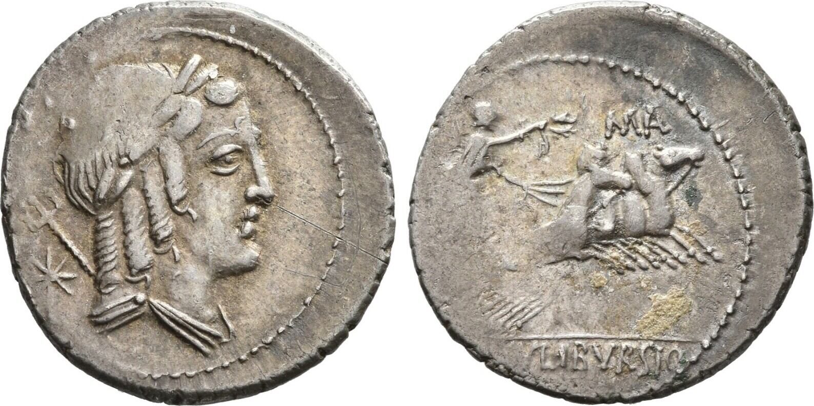 ROMAN COINS - Denar RÖMISCHE REPUBLIK - L. LULIUS BURSIO Sehr schön ...