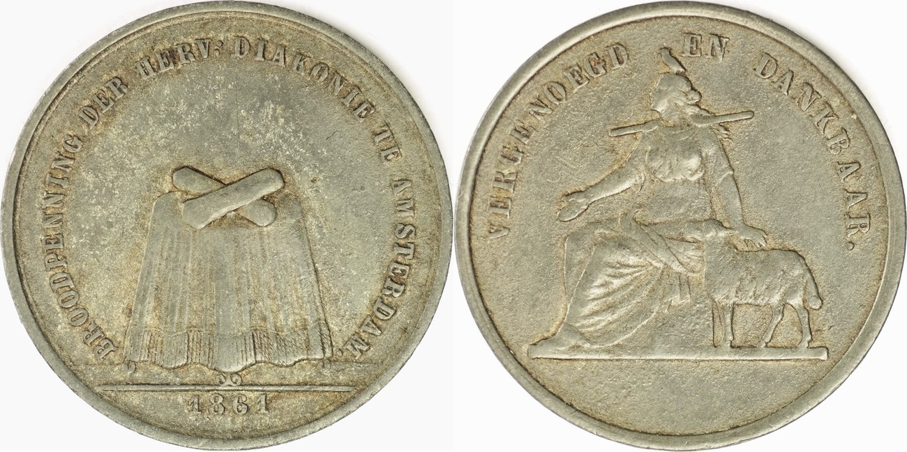 The Netherlands Amsterdam Amsterdam The Netherlands A Bread Token From 1861 Vf Ma Shops