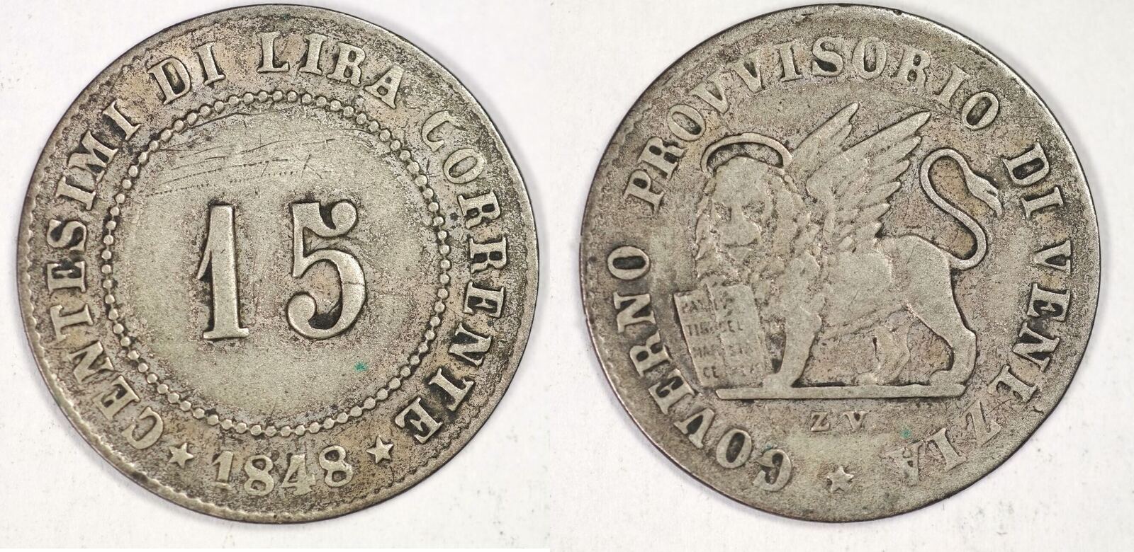 Haus Habsburg, Italy (Venice) 15 Centesimi 1848 VF