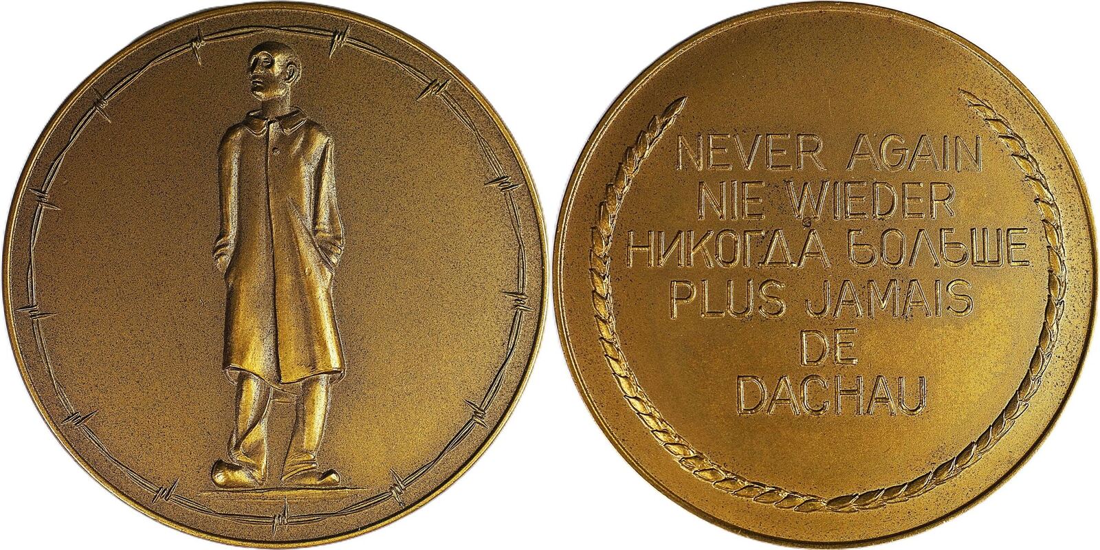 Germany Medal ND Dachau Concentration Camp Memorial Never Again EF germany-medal-nd-dachau-concentration-camp-memorial-never-again-ef