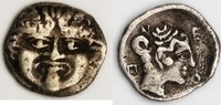 Macedonia MACEDONIË. Neapolis. Late fifth–mid-fourth century BC. AR hemidrachm.