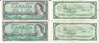 2 VARIANTS 1 dollar 1954 Canada