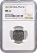 The Netherlands 5 cent zink 1943 Wilhelmina NGC MS 65 st