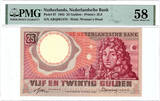 The Netherlands 25 gulden 1955 Huygens PMG 58