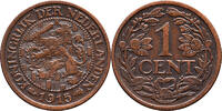 The Netherlands 1 cent 1915 Wilhelmina Pr+ -