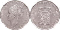 The Netherlands 1932 Wilhelmina GROF HAAR NGC AU 58 2 1/2 gulden 1932 vz