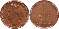 The Netherlands 1 cent 1948 Wilhelmina PCGS MS 64 RB -