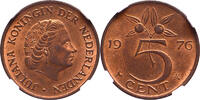 The Netherlands 5 cent 1976 Juliana NGC MS 63 RB -