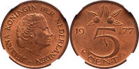 The Netherlands 5 cent 1977 Juliana NGC MS 64 RD -