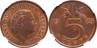 The Netherlands 5 cent 1978 Juliana NGC MS 63 RB -
