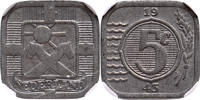 The Netherlands zink 1943 Wilhelmina NGC MS 65 5 cent 1943 st