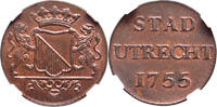 The Netherlands Duit stad Utrecht 1755 NGC MS 63 RB -