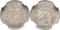 The Netherlands 5 cent 1827 Utrecht 1827U Willem I NGC MS 66 st