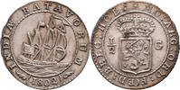 The Netherlands 1/2 scheepjesgulden 1802 Nederlands Indi&euml; 1802 Pr- vz- 340,00 EUR  zzgl. 15,00 EUR Versand