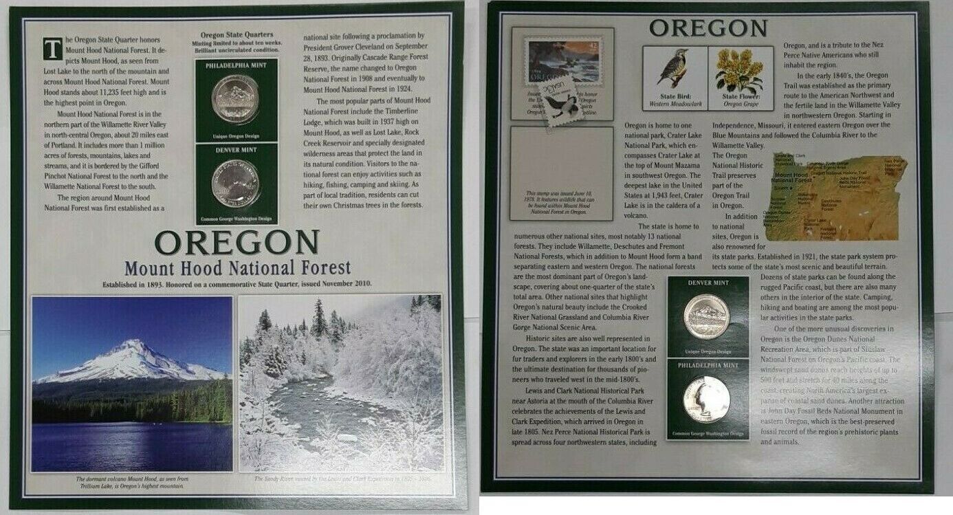 Quarter 2010 Oregon Mount Hood National Forest P&D w/2 Stamps on