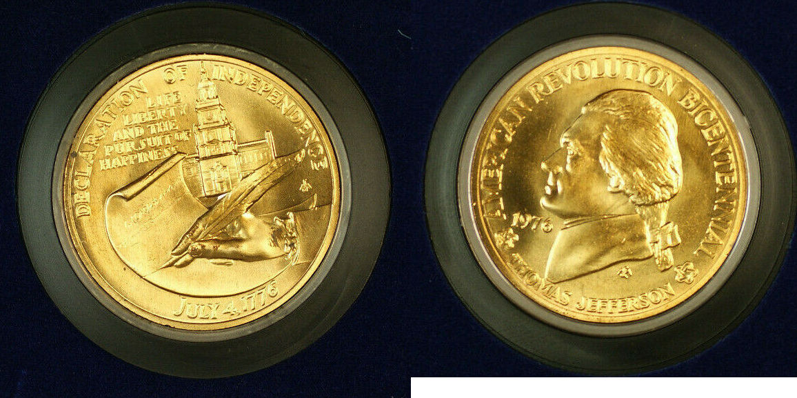 Exonumia Medal 1976 Thomas Jefferson Declaration Of Independence American Revolution Excellent 9858