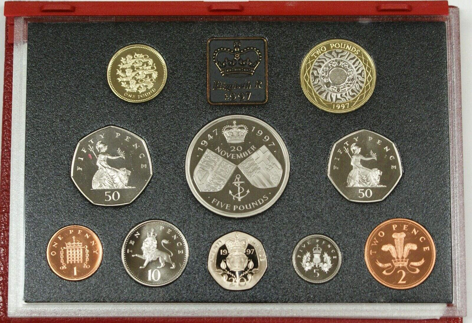 Weltmünzen 1997 United Kingdom DELUXE Proof Set, GEM Coins, 10 Coins