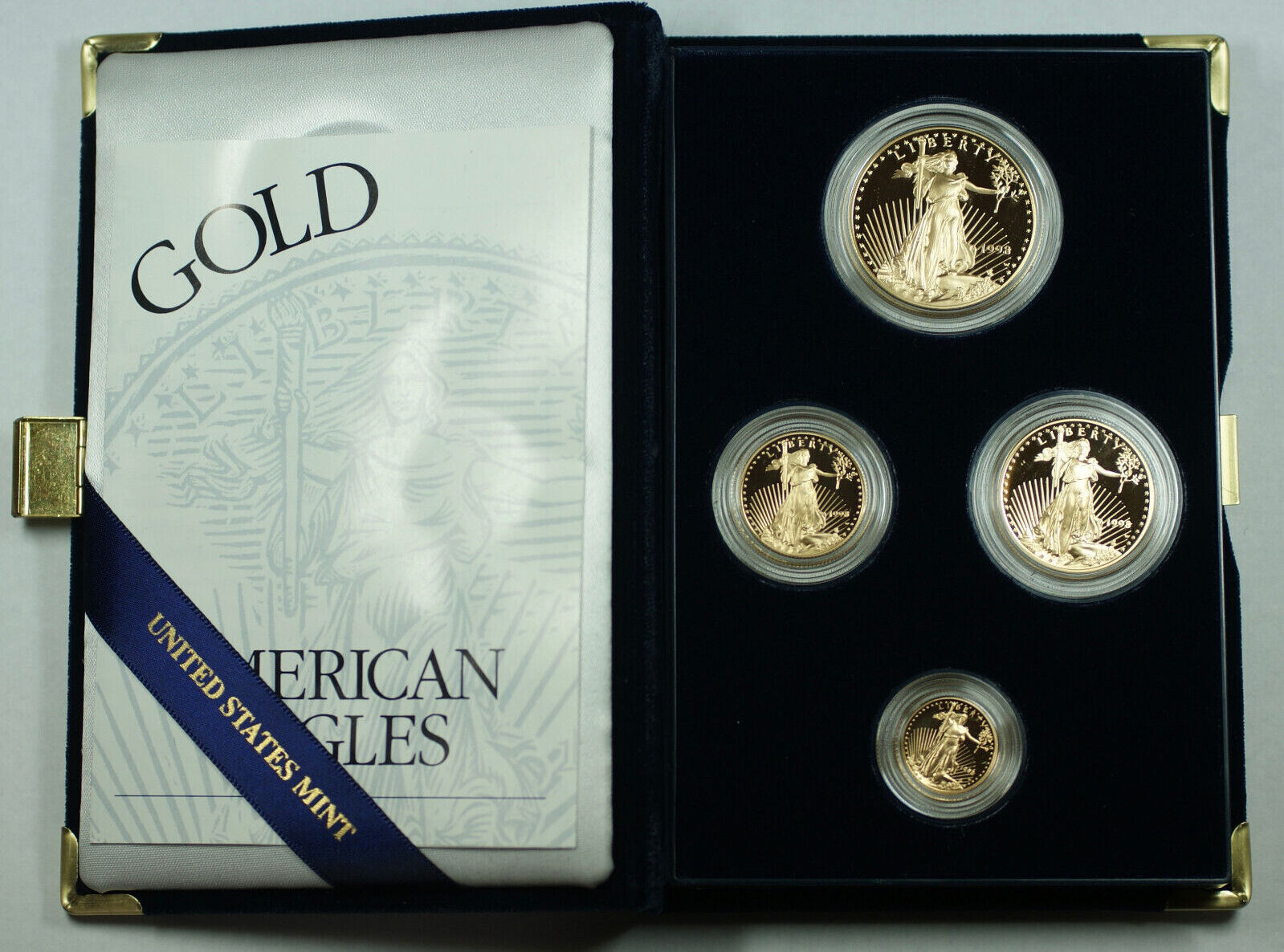 1998 American Eagle Gold Proof 4 Coin Set AGE in Box w/ COA Brilliant