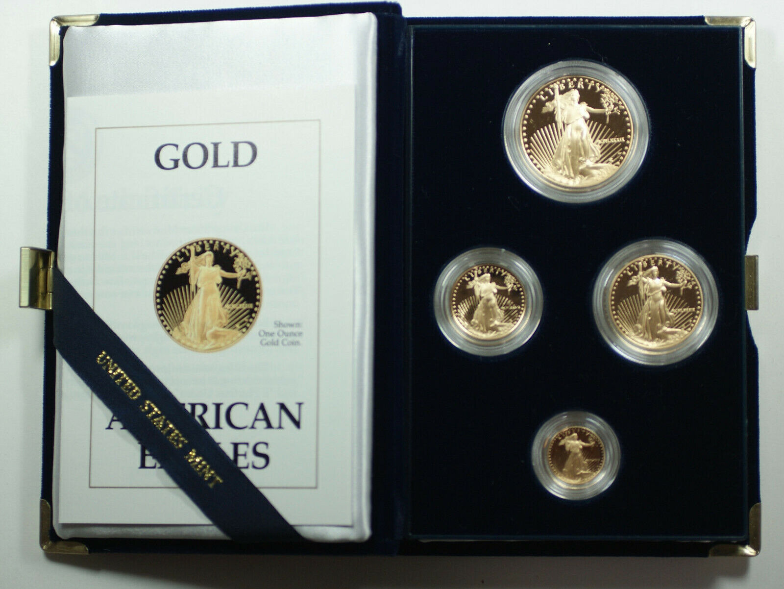 1989 American Eagle Gold Proof 4 Coin Set AGE in Box w/ COA Brilliant - American Eagle Gold Proof Four Coin Set