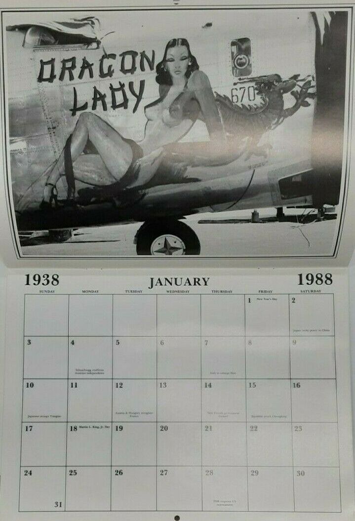 1988 Lucky Ladies WWII Bombers Nose Art Calendar -- See Photos