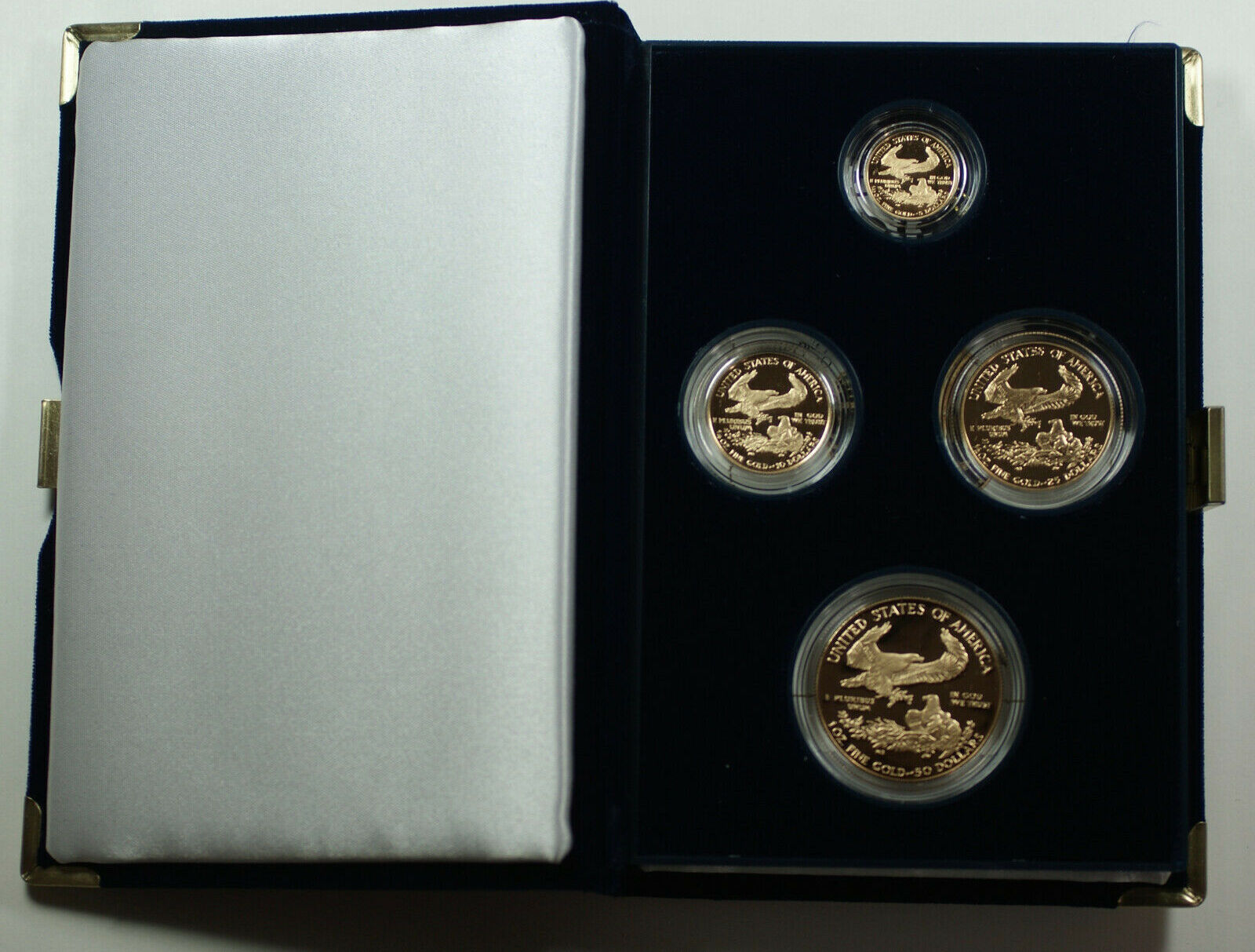 1989 American Eagle Gold Proof 4 Coin Set AGE in Box w/ COA Brilliant - American Eagle Gold Proof Four Coin Set