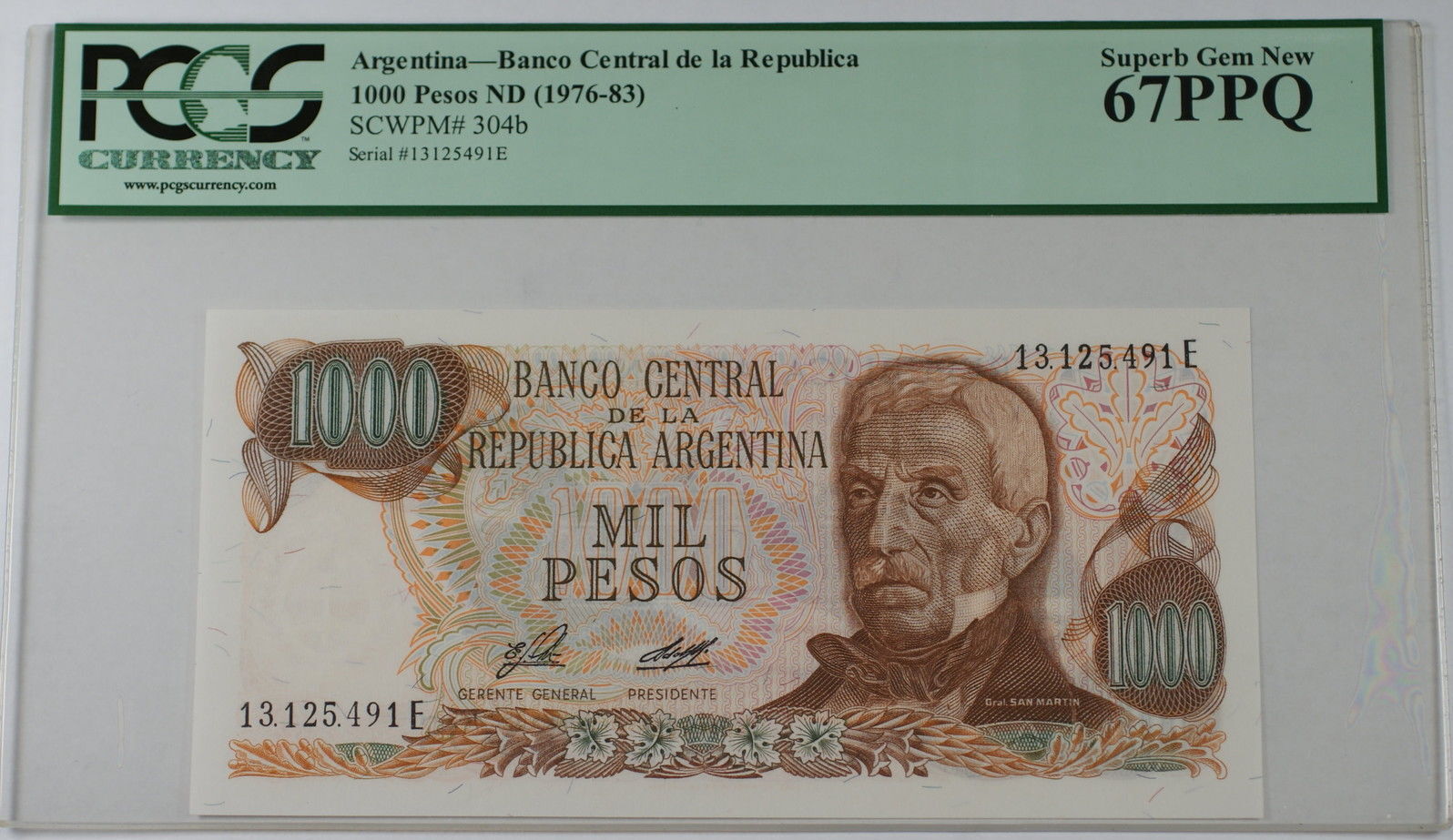 Banknoten Pesos Argentina Note Scwpm B Pcgs Ppq