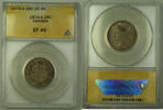 Kanada Quarter 1874-H Canada Silver 25c ANACS EF-40 JMX -