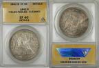 USA Dollar Seated Liberty Silver $1 ANACS EF 40 Fields Tooled Cleaned Details -