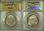 Weltmünzen 1911-D Germany Bavaria 3M Marks Silver Coin Luitpold 90th BDAY ANACS MS-63 (A) -