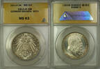 Weltmünzen 1911-D Germany Bavaria 3M Silver Coin Luitpold 90th ANACS MS-63 Lightly Toned(B) -