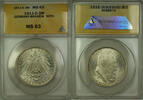 Weltmünzen 1911-D Germany Bavaria 3M Marks Silver Coin Luitpold 90th BDAY ANACS MS-63 (C) -