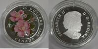 Kanada $20 Coin Canada Silver Crystal Series Wild Rose Gem Proof in Capsule -
